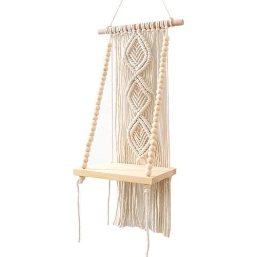 Bohemian Style Natural Cotton Rope Hand Weaving Tapestry Shelf Tassel Tapestry Nordic Art Beautiful Apartment Room Decor Gift