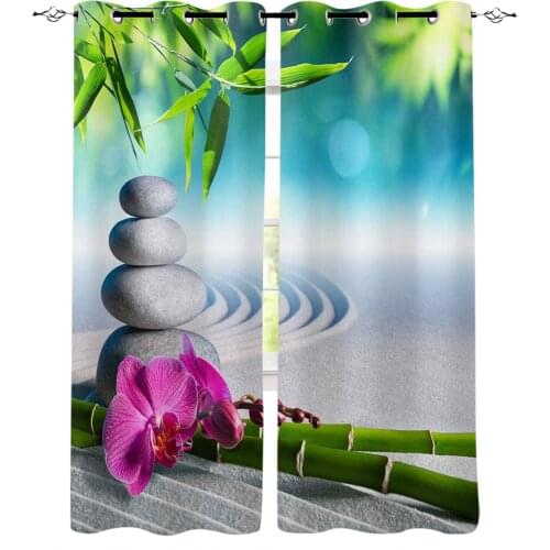 Zen Bamboo Stone Nature Curtain For Kitchen Living Room Bedroom Curtains Home Decoration Window Treatments Drapes