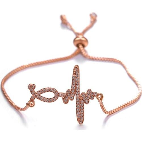 Exquisite couples confession girlfriends gifts ecstasy ECG shape Adjustable size Pull zircon fashion simple personality bracelet