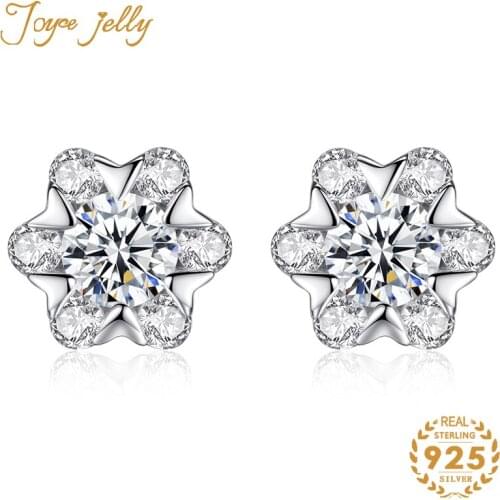 JoyceJelly Women Stud Earrings Gemstone 925 Sterling Silver Simple Flower Style Fashion Wedding Jewelry Hot Selling Gifts 2020