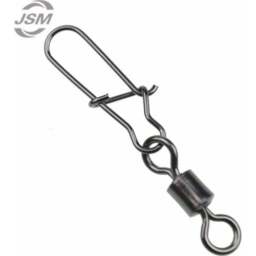 JSM 100pcs Rolling Fishing Swivel With Nice Snap Sea Fishing Rolling Swivels Connector Size 2 4 5 6 8 Carp Fishing Accessories
