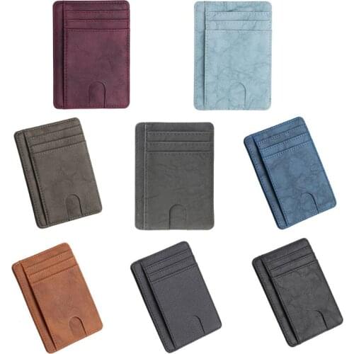 Slim RFID Blocking Leather Wallet Credit ID Card Holder Purse Money Case for Men Women 11.5x8x0.5cm