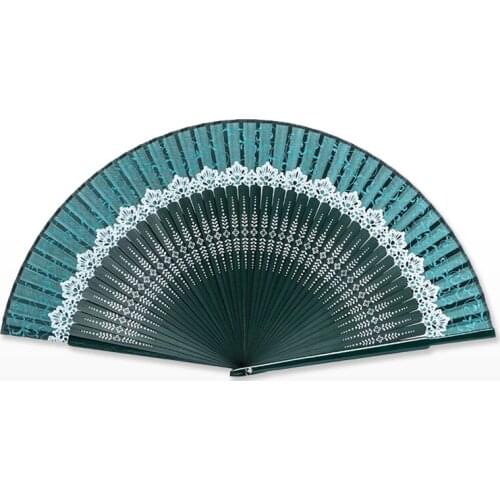 Chinese style lace portable silk fan Japanese folding fan bamboo products craft fan ancient style small gift fan children