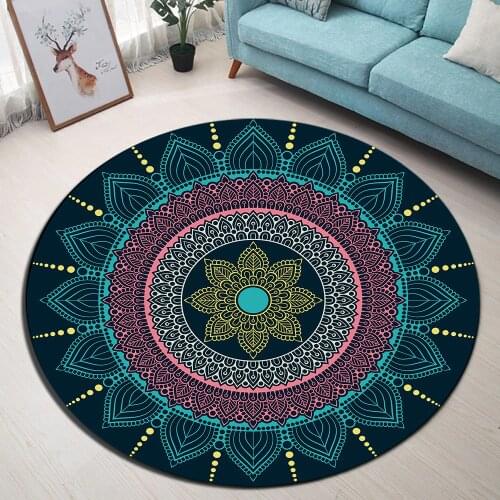 LB Mandala Round Childrens Room Memory Foam Carpet for Baby Home Living Room Floor Area Rugs Bathroom Non-Slip Cushion Door Mat