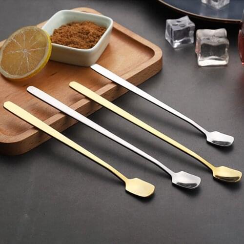 4PCS Mixing Spoon Long Handle Stainless Steel Spoon Cocktail Spoon Coffee Spoon Mixing Scoops Tools Kitchen Supplies
