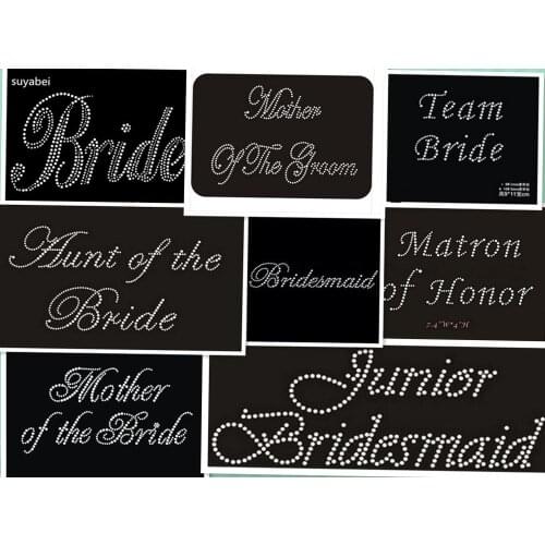 Bride patch supplies iron on applique patches hot fix rhinestone transfer motifs transfer on design for shirt dress coat