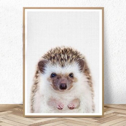 Hedgehog Print Woodland Animal Wall Art Nursery Decor Peekaboo Animal Large Posters and Prints Baby Kids Room Decoration