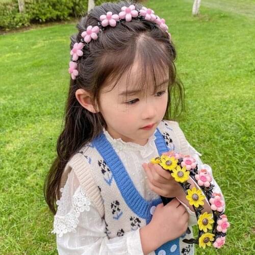New Kid Sweet Hair Clips Girls Cute Cartoon Flower broken Hairstyle Braided Hairbands Headband Headwear Fashion Hair Accessories