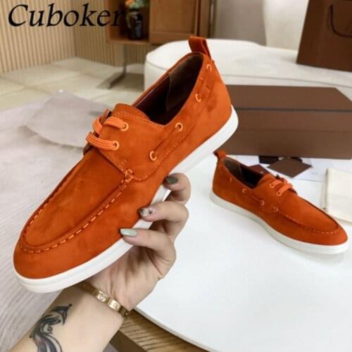 New Style Brand Designer Women Flat Loafers Kid-Suede High Quality Flat Causal Shoes Lace Up Spring Autumn Walking Shoes Women