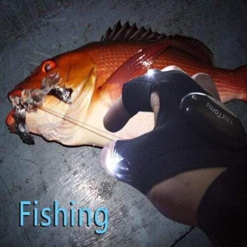 Night Light Waterproof Fishing Gloves with LED Flashlight Rescue Tools Outdoor Gear Cycling Practical Durable Fingerless Gloves