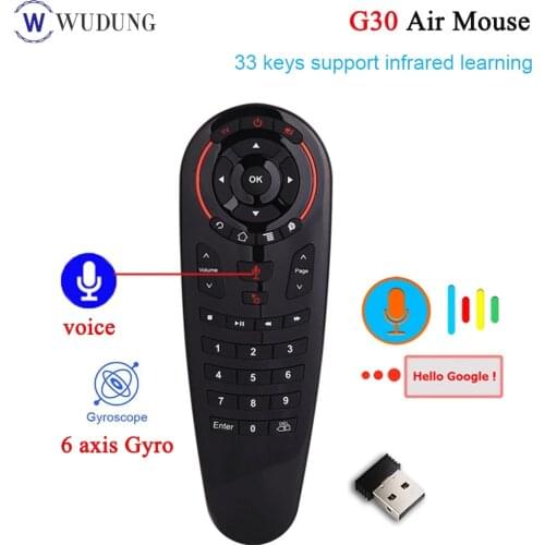 G30 Air Mouse Voice Control Remote 2.4G Wireless 33 Keys IR learning Gyro Sensing Smart Remote for Android TV Box X96 Mini H96