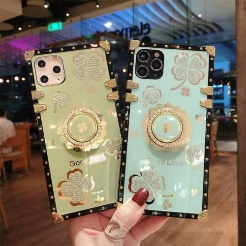 Luxury Glitter Flowers Square Phone case For Samsung A71 5G A51 A52 A32 A72 5G A91 A81 A31 A10 M11 Diamond Ring Soft Cover coque