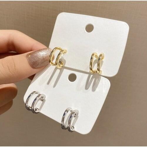 Geometric Golden Metal Stud Earrings for Women C-shaped Korean Simple Cute Earrings Wedding Party Fashion Jewelry Wholesale Gift