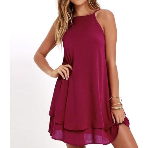 Thin Shoulder Strap Off Shoulder Dress Chiffon Dress Sexy Mini Casual Dress