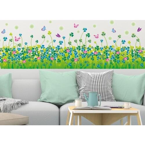 [SHIJUEHEZI] Clover Plants Wall Sticker DIY Grass Wall Decals for Living Room Kids Bedroom Kitchen Baseboard House Decoration