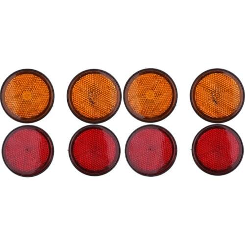 8pcs High Visibility Reflective Reflector Safety Warning Light for Motorcycles Motor ATV Bikes Dirt Bike Red Orange 2 Inch