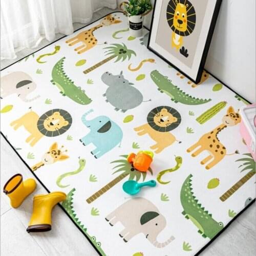 Nordic Style Cartoon Animals Carpet Absorbent Living Room Bathroom Kitchen Door Mats Kids Girl Bedroom Bedside Play Tent Tapete