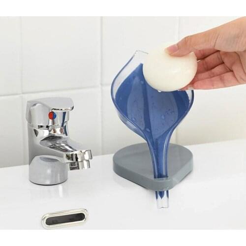 Leaf Shape Suction Drain Soap Box Sucker Dish Anti Slip Draining Rack Tray Holder Kitchen Bathroom Gadgets