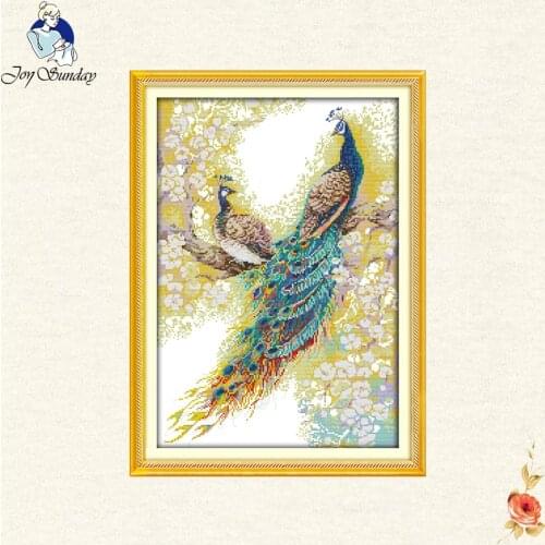 Joy sunday The peacock couples Cross-stitch handmade needlework DMC embroidery thread DIY embroidery with animal characteristics