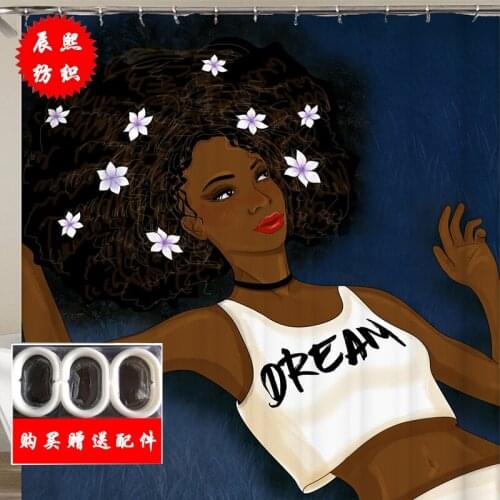 African Girl Printed Waterproof Fabric Bathroom Shower Curtain in the Bathroom for Modern Accessory Bathroom Decor Bath Product
