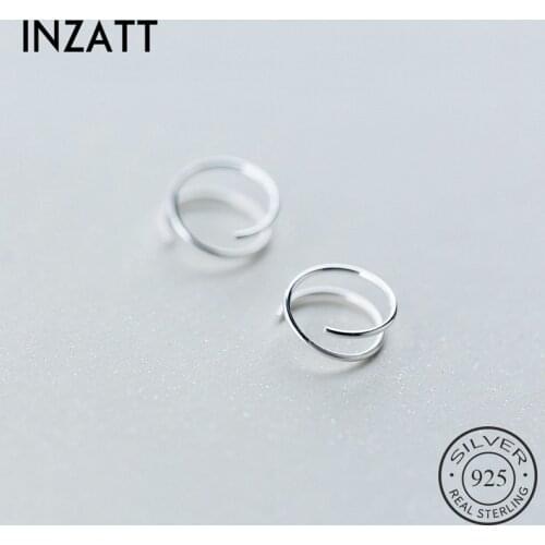INZATT Real 925 Sterling Silver Minimalist Clip Earrings For Fashion Women Party Fine Jewelry Geometric Accessories Gift