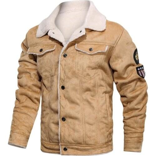 Winter Military Jacket Men Thick Warm Suede Chamois Jackets Male Motorcycle Vintage Outwear chaqueta hombre S-3XL