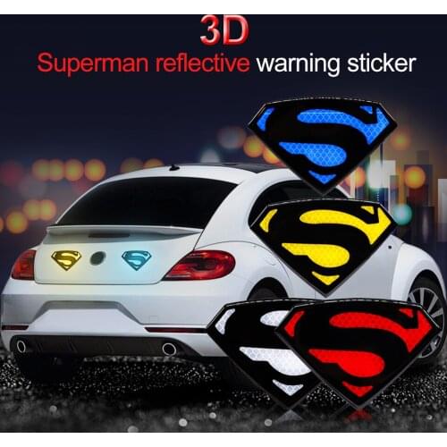 1PCS Car Body Sticker Warning SUPER 3D Mark S Reflective Tape Decals Safe Sign Safety Reflective Strips Exterior Sticker