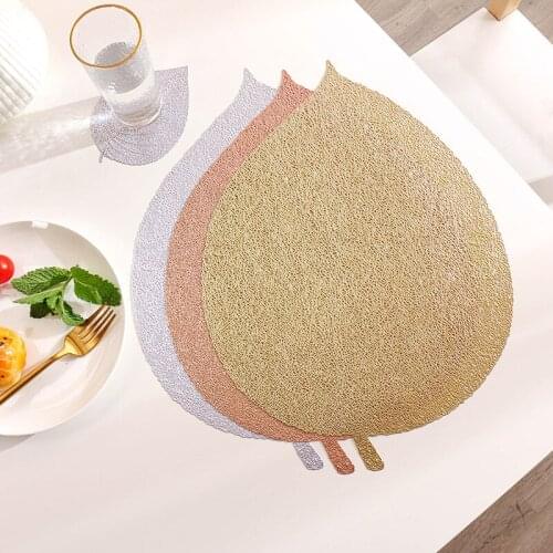 1pc Bodhi Leaf Placemat PVC Heat Insulation Pad Tea Mug Milk Coffee Cup Coaster Non Slip Dining Table Mats Restaurant Home Decor