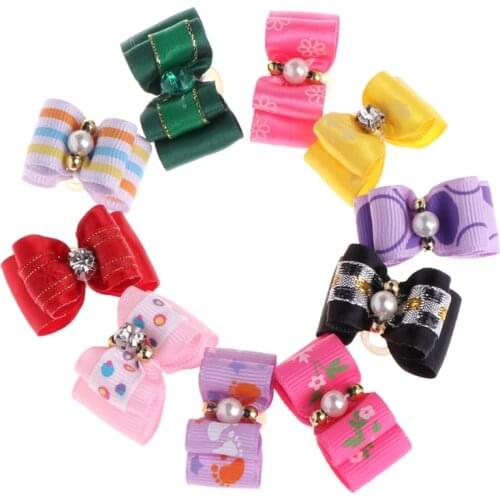 10 Pcs Pet Hair Clip Bow Knot Grooming Headdress Dog Cat Decoration Accessories P31D