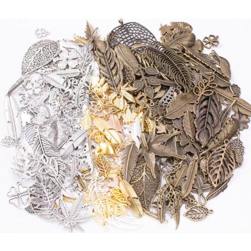 100g/Lot Pendants Silver Color Random Alloy Leaves Charms For DIY Bracelet Necklace Jewelry Making