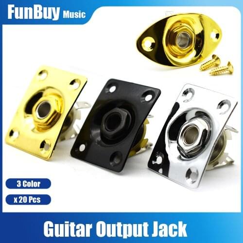 12Pcs Oval Electric Bass Guitar Output Input Jack with 2 Mounting Screws Metal for LP Electric Guitar Accessories