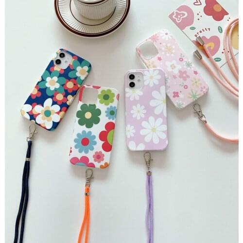 IDM Colorful Flower Rope String Phone Cases for iPhone 7 8 Plus X XR XS Max Se 2020 11 12 Pro Max Soft Back Phone Cover Case