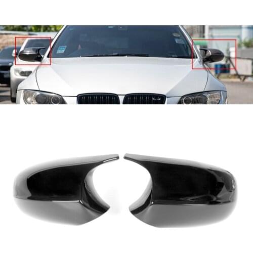 CITALL 1 Pair Rear View Side Mirror Cap Cover Fit for BMW E81 E82 E87 E90 E91 E92 E93 2010 2011 Glossy Black ABS