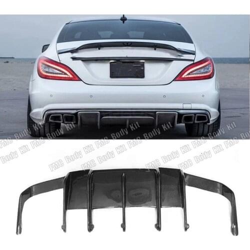 Real Carbon Fiber Rear Bumper Diffuser Lip Refit Factory Cover For Mercedes Benz W218 2011-2014 12 14 CLS-CLASS Sport AMG Bumper