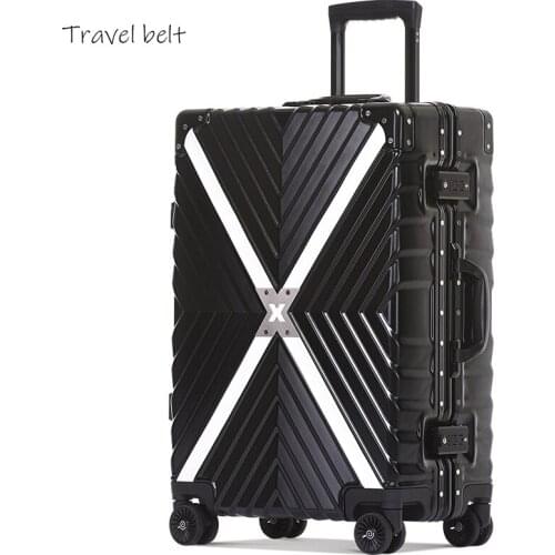 Travel Belt 100% aluminum frame Rolling Luggage Spinner brand Men Business Travel Bags Women Cabin Suitcase Wheels