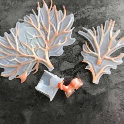 3-piece antler mold UV epoxy resin jewelry silicone mold, used to make jewelry decoration storage tool accessories