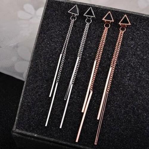 Korean Fashion Jewelry Triangle Geometric Long Tassel Stud Earrings For Women Brincos Earrings Pendientes Mujer Moda