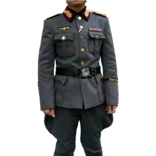 WWII Germany Marshal Military Uniform Costume Customised Clothes Grey Wool Army Coats For Film Show Cosplay Collection