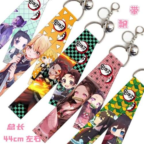 Hot Anime Demon Slayer Keychain Brinco Blade Of Ghost Key Chains Choker Kamado Tanjirou Same Jewelry Fans Gift