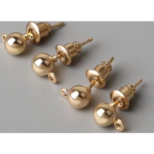 10Set/bag Dia 3/4/5mm Gold Silver Rhodium Plated Metal Stud Earring Findings for DIY Jewelry Making Accessories