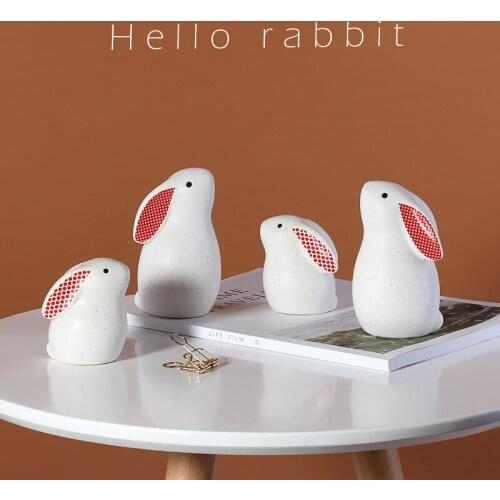 Cute Rabbit Ornaments,Room Decor,Bunny Statue,Ceramic Craft,Modern Home Decoration,Party Decorative Art,Christmas Gift for Kids