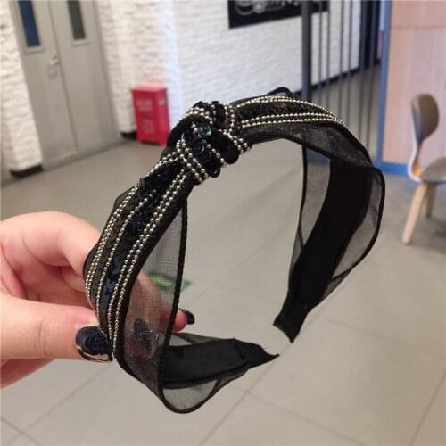 Fashion Luxurious Sequins Lace hair hoop Hair Accessories Women Girls Hair Band Hair Ponytail Rope Hairbands headwear