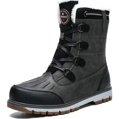 Jumpmore Men Boots Non-slip Waterproof Winter Ankle Snow Boots Men Platform Winter Shoes Warm Fur Cotton Shoes Size 38-47