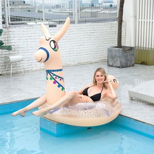 Inflatable Alpaca Floating Bed Water Sports Inflatable Swimming Ring Floating Row Bed Female Swimming Pool Toy Beach Party 150cm