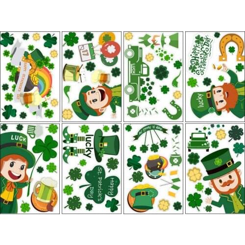 9pcs St. Patricks Day Decorations Extra Large Shamrock Decal Stickers for Kids School Home Office Accessories Party Supplies G