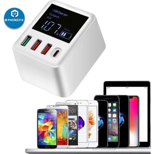 Quick Charge 3.0 30W USB Wall Charger LED Display With Type-C Travel Smart Charging Station For iphone 11 XR All Android Phone