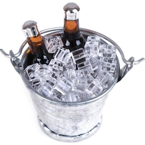 2019 New 1/12 Scale Dollhouse Beer Bottle Bucket Ice Cube Cups Play Dollouse Food Furniture Toy