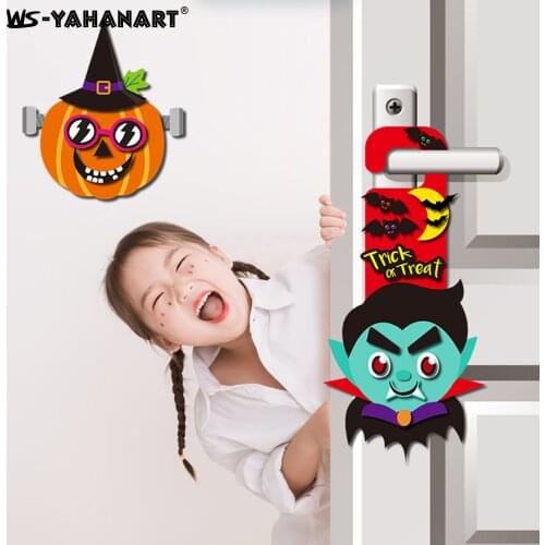 2021 New Children 3D Cartoon Halloween Decoration Manual Assembly Door Hanging Stickers Ghost Pumpkin Holiday Game Door Stickers