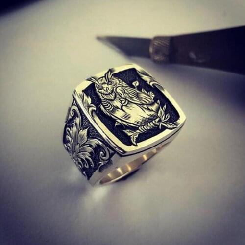 New Style Vintage Owl Signet Metal Punk Mens Rings Glamour Rock Party Biker Jewelry