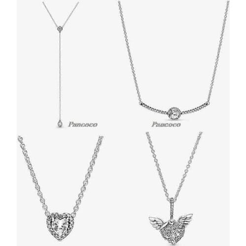 925 Sterling Silver Round Sparkle With Timeless Elegance Crystal Necklace For Women Wedding Party Fashion Jewelry